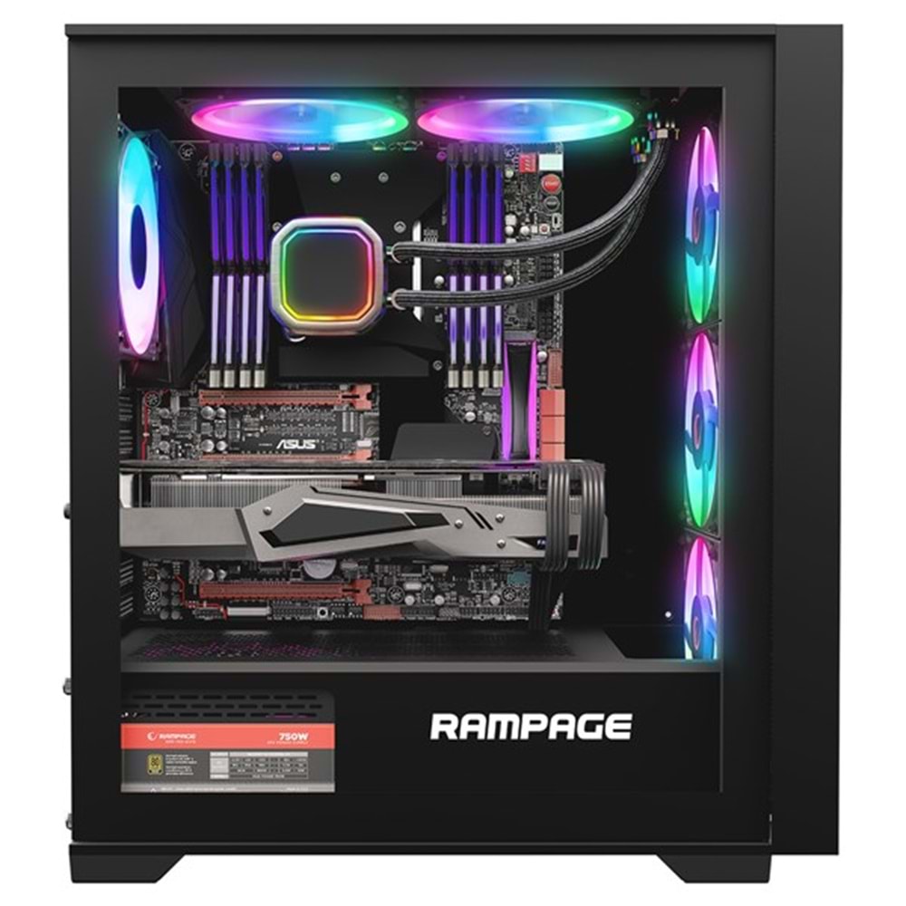 RAMPAGE 750W 80+ BRONZE VOYAGER 4-RGB FANLI GAMING MID-TOWER PC KASASI