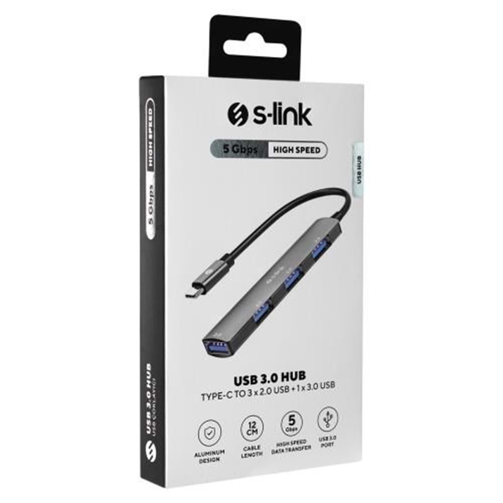S-LINK SW-U324 3*USB2.0, 1*USB3.0 TYPE-C METAL USB HUB ÇOKLAYICI 