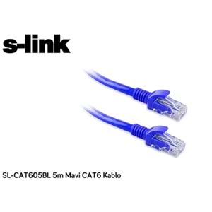S-link SL-CAT605BL 5m Mavi CAT6 Patch Kablo