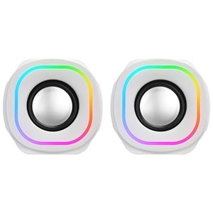 MIKADO MD-180 2.0 3W*2 Beyaz RGB Aydınlatmalı USB + 3.5mm USB 5V Speaker Hoparlör