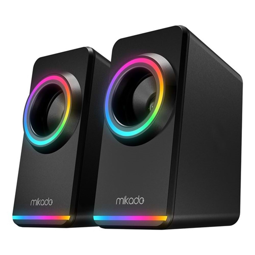 MIKADO MD-182 2.0 3W*2 Siyah RGB Aydınlatmalı USB + 3.5mm USB 5V Speaker Hoparlör