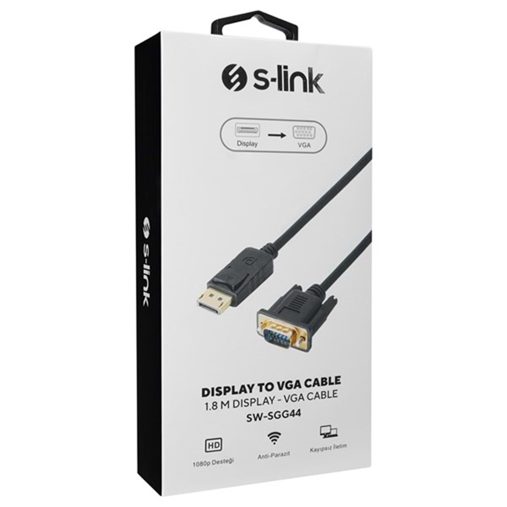 S-LINK 1.8metre SW-SGG44 Dp-VGA Görüntü Kablosu