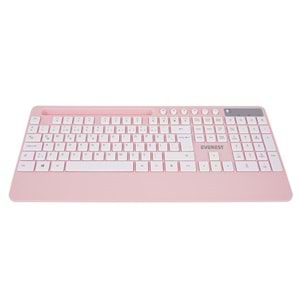 Everest KM-9676 Kablosuz Beyaz/Pempe Multimedya Tablet-Telefon Standlı Klavye + Mouse Set