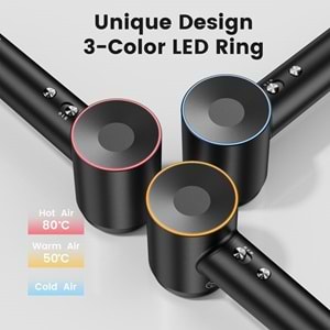 LAIFEN Swift Siyah 1600W 3 Başlıklı Yüksek Hızlı Saç Kurutma Makinesi